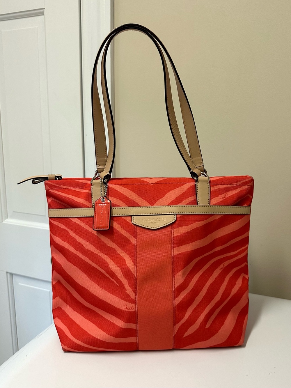 Coach Zebra Animal Print Tote Bag
